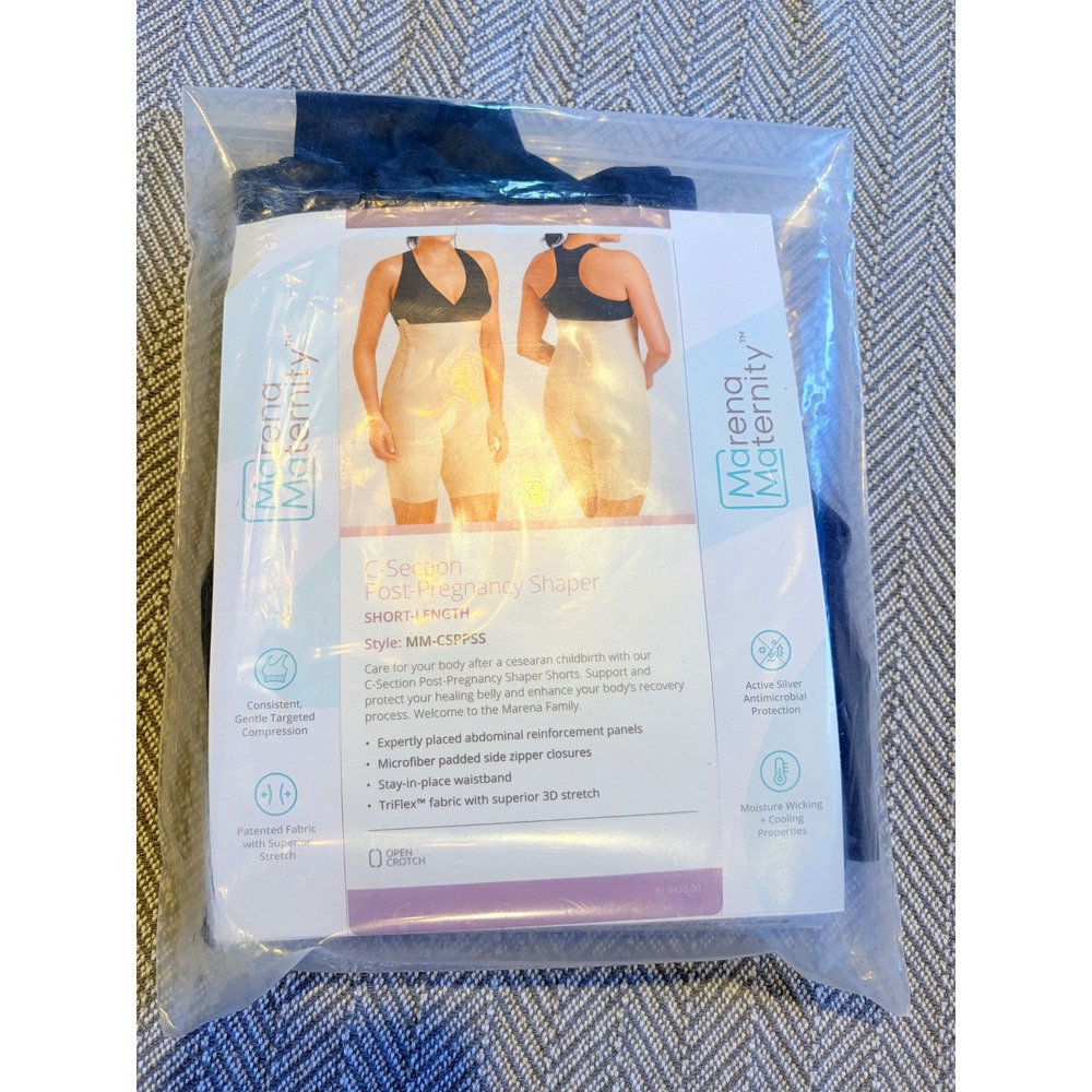 Marena Maternity C-Section Post-Pregnancy Shaper Shorts Black Small MM-CSPPSS-SB